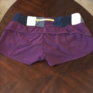 Lululemon Plum Pow Stripe Angel Wing Speed Shorts